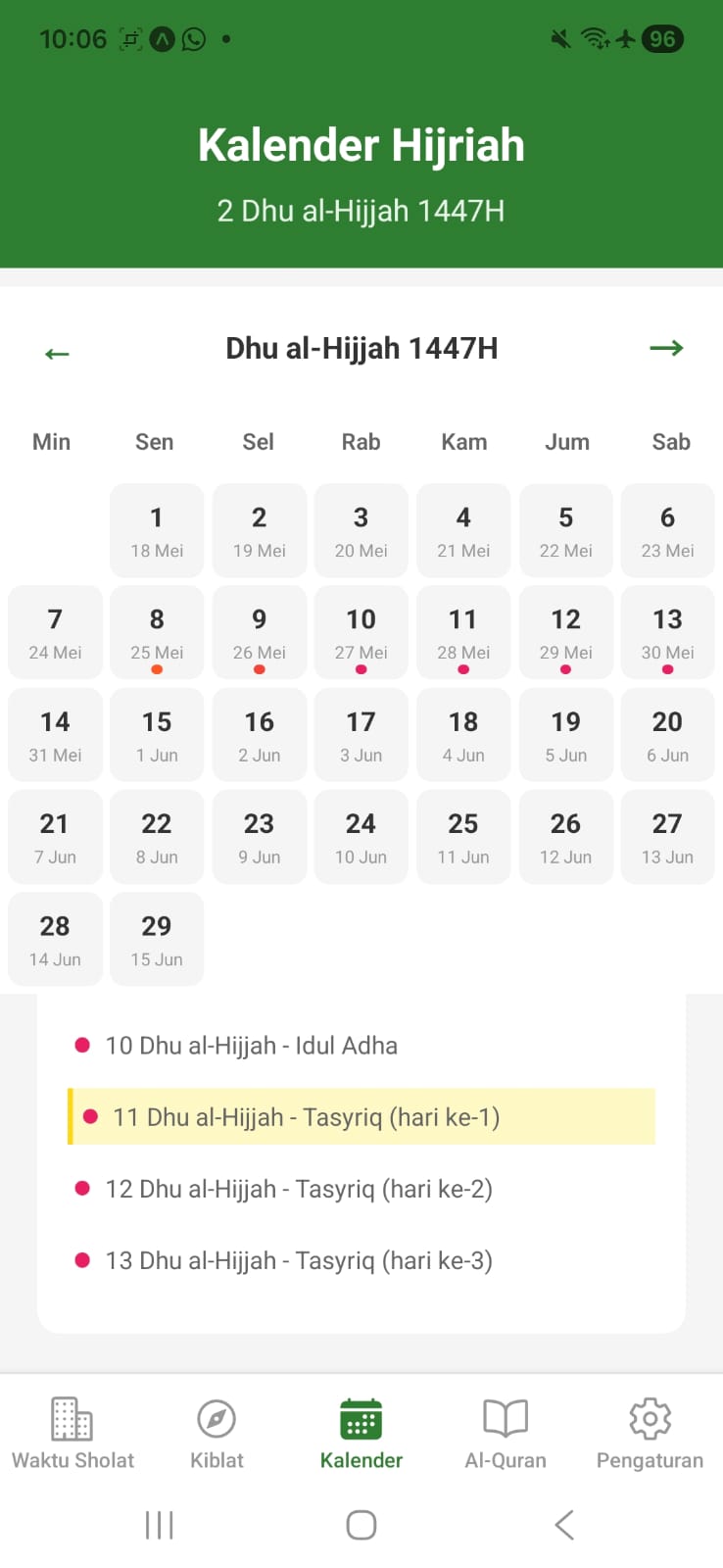 Kalender Hijriah Screen